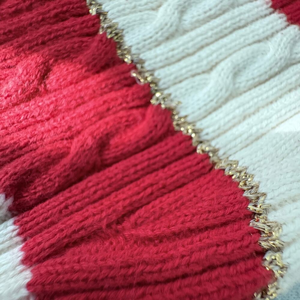 Tommy Hilfiger Stripe Cable Knit Sweater Red White Gold Medium Preppy - Picture 7 of 8